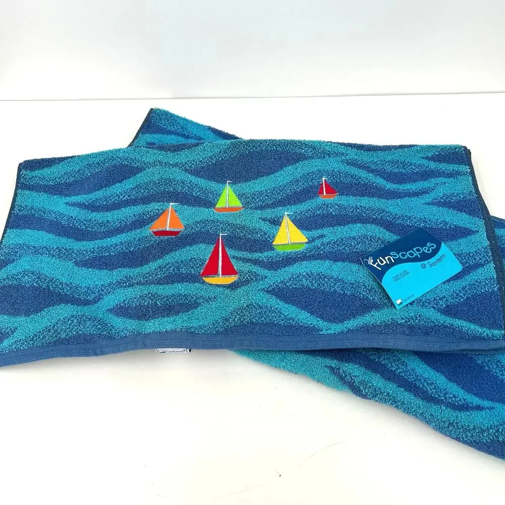 Funscapes by Santens 100% cotton beach towels with embroidered sailboats